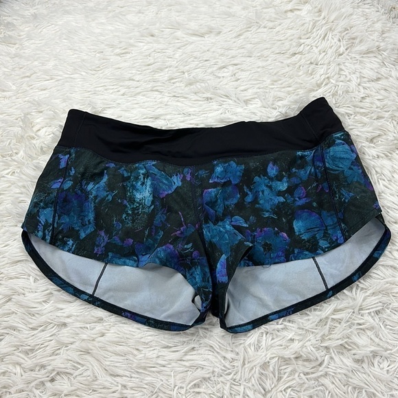 Lululemon Speed Up Short *2.5" Floral Shift Blue Multi / Black - Picture 1 of 5